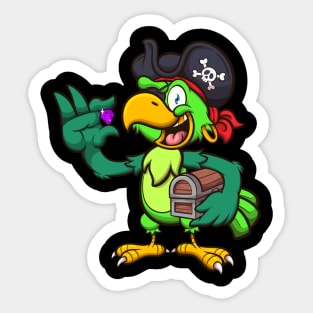 Pirate Parrot With Treasure Sticker